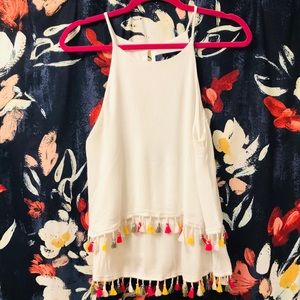 White Tassel Tank Top